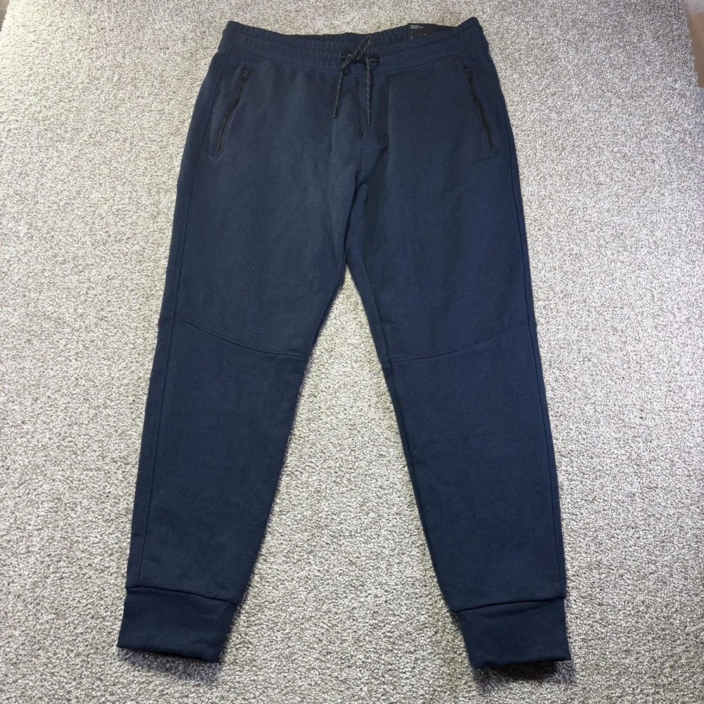NWT American Eagle Sweatpants Mens Large Blue Fleece Joggers Zip Pockets Cuffed